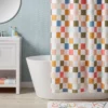 Kids' Shower Curtain Checkered - Pillowfort™: Abstract Pattern, Machine Washable, OEKO-TEX Certified