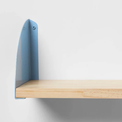 Wood Kids' Shelf With Metal Brackets Blue - Pillowfort™ 3 Wood Kids' Shelf With Metal Brackets Blue - Pillowfort™ - Image 3