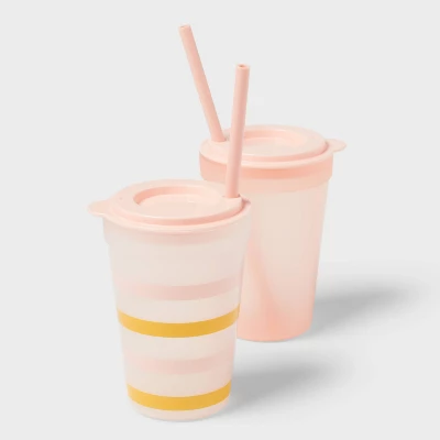 Kids' 18pc Plastic Drinkware Set Coral/Green - Pillowfort™ 2 Kids' 18pc Plastic Drinkware Set Coral/Green - Pillowfort™ - Image 2