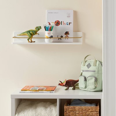 Kids' Wall Shelf White With Gold - Pillowfort™: Floating Decorative MDF Wall Organizer, 24" Wide 1 Kids' Wall Shelf White With Gold - Pillowfort™: Floating Decorative MDF Wall Organizer, 24" Wide