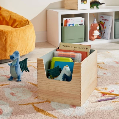 Stackable Kids' Storage Wood Bin - Pillowfort™ 1 Stackable Kids' Storage Wood Bin - Pillowfort™