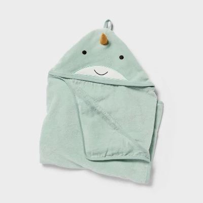 Kids' Narwhal Hooded Towel - Pillowfort™: Ocean Spray Green, Heavyweight Cotton, Terry, OEKO-TEX Certified 4 Kids' Narwhal Hooded Towel - Pillowfort™: Ocean Spray Green, Heavyweight Cotton, Terry, OEKO-TEX Certified - Image 4