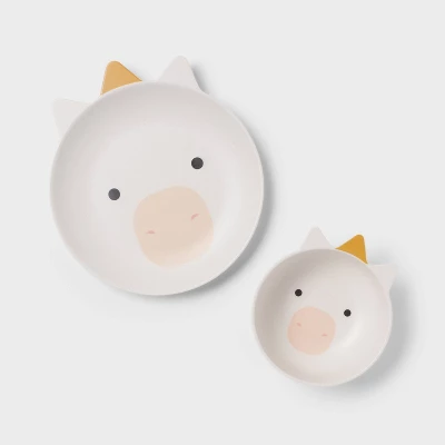 Kids' 2pc Bamboo And Melamine Unicorn Dinnerware Set White - Pillowfort™: Kids Plates & Bowls, Animal Theme 3 Kids' 2pc Bamboo And Melamine Unicorn Dinnerware Set White - Pillowfort™: Kids Plates & Bowls, Animal Theme - Image 3