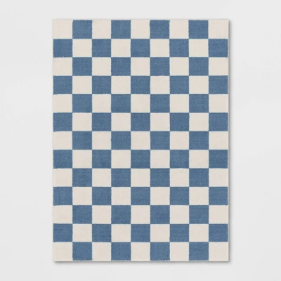 Area Kids' Rug Checker Blue - Pillowfort™ 5 Area Kids' Rug Checker Blue - Pillowfort™ - Image 5