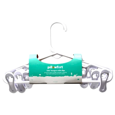 3 Pk White Kids' Hanger With Clips - Pillowfort™ 1 3 Pk White Kids' Hanger With Clips - Pillowfort™