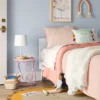 Rattan Kids' Bedside Table Coral - Pillowfort™: Pink Rattan Nightstand, No Assembly, Ethical Handcraft Certified