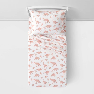 Dinosaur Cotton Kids' Sheet Set Pink - Pillowfort™ 1 Dinosaur Cotton Kids' Sheet Set Pink - Pillowfort™