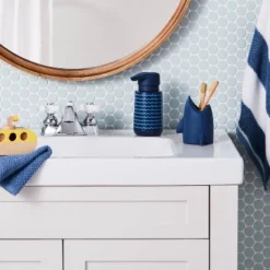 Kids' Toothbrush Holder Shark Blue - Pillowfort™: Fun Bathroom Accessory, Silicone, Animal Pattern