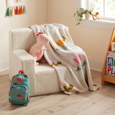 48"x58" Quilted Tulip Kids' Throw Blanket Cream - Pillowfort™ 1 48"x58" Quilted Tulip Kids' Throw Blanket Cream - Pillowfort™