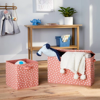 Large Rectangle Dot Kids' Storage Bin Rose Pink - Pillowfort™ 1 Large Rectangle Dot Kids' Storage Bin Rose Pink - Pillowfort™