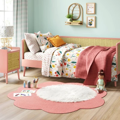 Rattan & Wood Bedside Kids' Cabinet Rose Pink - Pillowfort™ 1 Rattan & Wood Bedside Kids' Cabinet Rose Pink - Pillowfort™