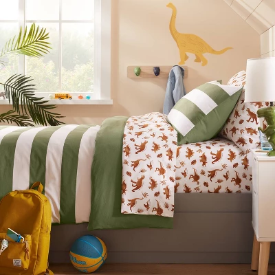 Dinosaur Cotton Kids' Sheet Set Watercolor Brown - Pillowfort™ 3 Dinosaur Cotton Kids' Sheet Set Watercolor Brown - Pillowfort™ - Image 3