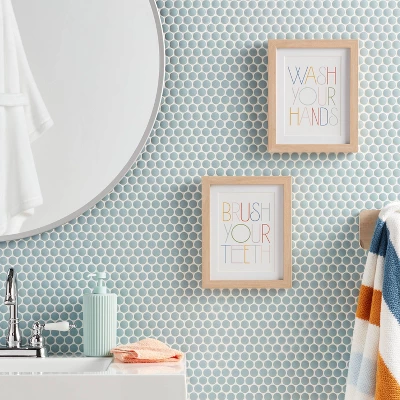 8"x10" 2pk Kids' Framed Wall Arts - Pillowfort™: Multicolor Typography, Vertical Lithograph, Beige Frame, Sawtooth Mount 1 8"x10" 2pk Kids' Framed Wall Arts - Pillowfort™: Multicolor Typography, Vertical Lithograph, Beige Frame, Sawtooth Mount