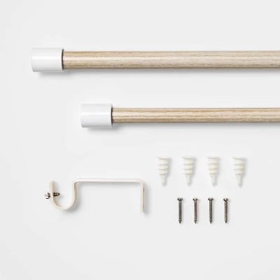 White Finial Kids' Curtain Rod Natural Wood - Pillowfort™ 1 White Finial Kids' Curtain Rod Natural Wood - Pillowfort™