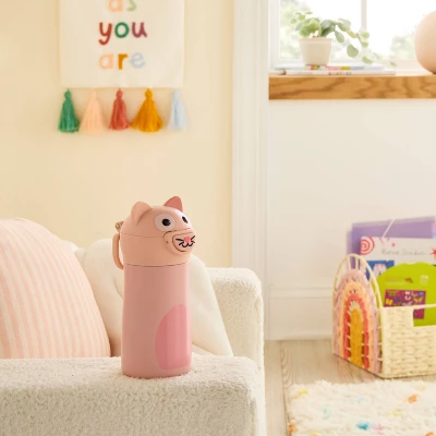 Kids' 10 Fl Oz Cat Animal Water Bottle - Pillowfort™ 1 Kids' 10 Fl Oz Cat Animal Water Bottle - Pillowfort™