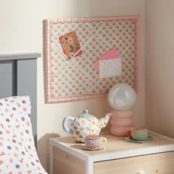 Pink Framed Fabric Kids' Photo Memo Board - Pillowfort™