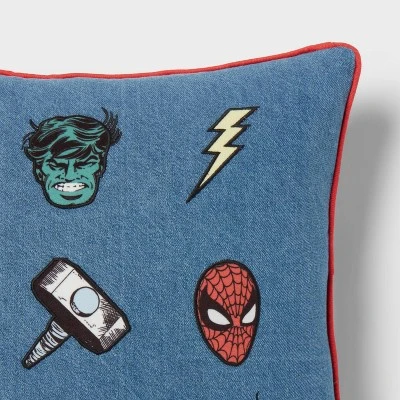 Marvel Icons Denim Kids' Decorative Throw Pillow - The Marvel Collection By Pillowfort™ 3 Marvel Icons Denim Kids' Decorative Throw Pillow - The Marvel Collection By Pillowfort™ - Image 3