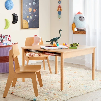Natural Wood 2pc Kids' Activity Table And Chairs Set - Pillowfort™ 1 Natural Wood 2pc Kids' Activity Table And Chairs Set - Pillowfort™