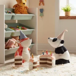 Kids' Birthday Cake Interactive Play Set - Pillowfort™: Novelty Plush Throw Pillow, Multicolored, Indoor Use