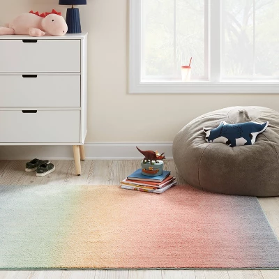 4'x5'6" Ombre Neon Rainbow Tufted Kids' Rug - Pillowfort™ 1 4'x5'6" Ombre Neon Rainbow Tufted Kids' Rug - Pillowfort™