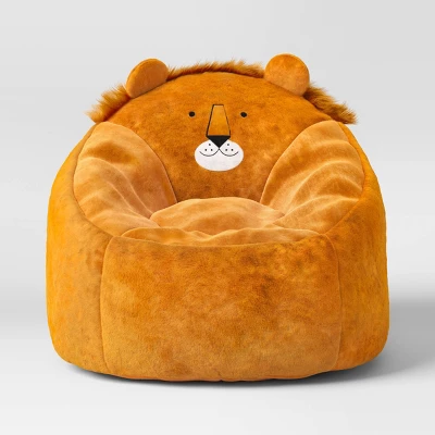 Kids' Lion Bean Bag Brown - Pillowfort™: Upholstered Chair For Kids 3-9, Indoor Animal Pattern, Polystyrene Beads 2 Kids' Lion Bean Bag Brown - Pillowfort™: Upholstered Chair For Kids 3-9, Indoor Animal Pattern, Polystyrene Beads - Image 2