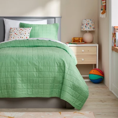 Microfiber Kids' Quilt Light Green - Pillowfort™ 1 Microfiber Kids' Quilt Light Green - Pillowfort™