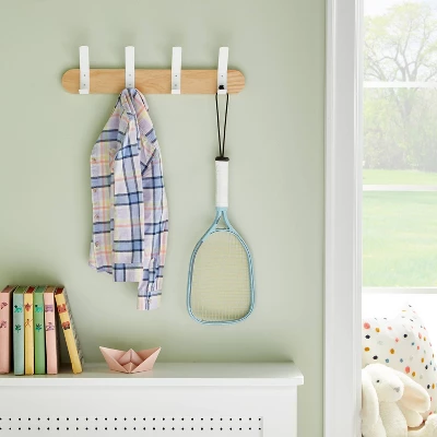 Metal And Wood Hanging Kids' Wall Hooks White - Pillowfort™ 1 Metal And Wood Hanging Kids' Wall Hooks White - Pillowfort™