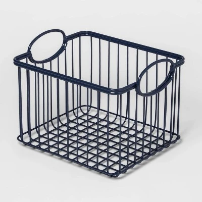 Wire Stackable Kids' Storage Basket Navy - Pillowfort™ 2 Wire Stackable Kids' Storage Basket Navy - Pillowfort™ - Image 2