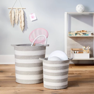 Striped Coiled Kids' Rope Basket - Pillowfort™ 1 Striped Coiled Kids' Rope Basket - Pillowfort™