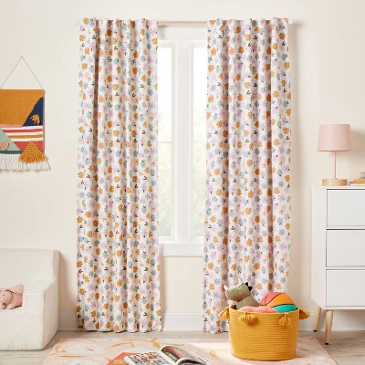 42"W X 84"L All Over Kids' Blackout Window Curtain Panel Floral Print - Pillowfort™ 1 42"W X 84"L All Over Kids' Blackout Window Curtain Panel Floral Print - Pillowfort™