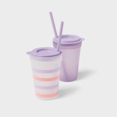 Kids' 18pc Plastic Drinkware Set Peach/Melon - Pillowfort™ 2 Kids' 18pc Plastic Drinkware Set Peach/Melon - Pillowfort™ - Image 2