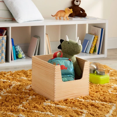 Stackable Kids' Wood Storage Bin Natural - Pillowfort™ 1 Stackable Kids' Wood Storage Bin Natural - Pillowfort™