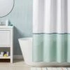 Kids' Shower Curtain White With Teal Border - Pillowfort™: Abstract Twill, Green, OEKO-TEX Certified, 72"x72"