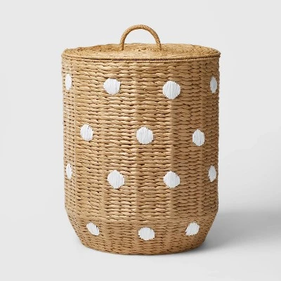 Woven Paper Dot Floor Kids' Hamper Natural - Pillowfort™ 4 Woven Paper Dot Floor Kids' Hamper Natural - Pillowfort™ - Image 4