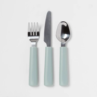 Kids' 3pc Stainless Steel Flatware Set Green - Pillowfort™: Toddler Utensils, Dishwasher-Safe 3 Kids' 3pc Stainless Steel Flatware Set Green - Pillowfort™: Toddler Utensils, Dishwasher-Safe - Image 3