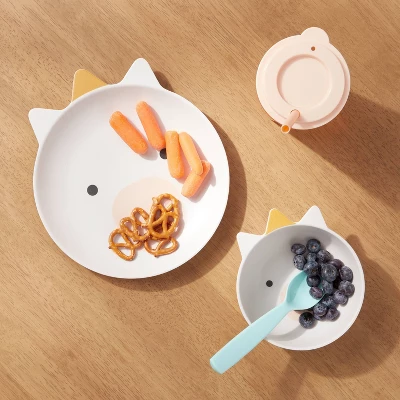 Kids' 2pc Bamboo And Melamine Unicorn Dinnerware Set White - Pillowfort™: Kids Plates & Bowls, Animal Theme 1 Kids' 2pc Bamboo And Melamine Unicorn Dinnerware Set White - Pillowfort™: Kids Plates & Bowls, Animal Theme