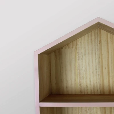 Natural House Kids' Shelf Pink - Pillowfort™: Wooden House Shaped Wall Shelf With Mounting Hardware 2 Natural House Kids' Shelf Pink - Pillowfort™: Wooden House Shaped Wall Shelf With Mounting Hardware - Image 2