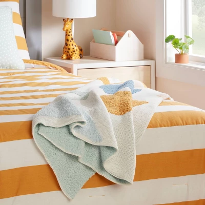 48"x58" Knit Kids' Throw Shapes Cream - Pillowfort™ 2 48"x58" Knit Kids' Throw Shapes Cream - Pillowfort™ - Image 2