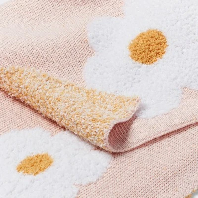 48"x58" Knit Kids' Throw Daisy Pink - Pillowfort™ 3 48"x58" Knit Kids' Throw Daisy Pink - Pillowfort™ - Image 3
