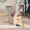 Natural Wood Kids' Storage With Lid Gray - Pillowfort™