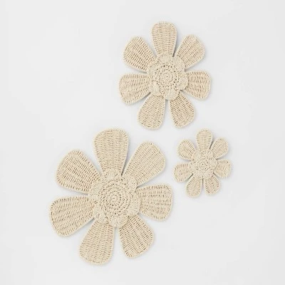 3pc Woven Flower Kids' Wall Décor Set - Pillowfort™ 2 3pc Woven Flower Kids' Wall Décor Set - Pillowfort™ - Image 2
