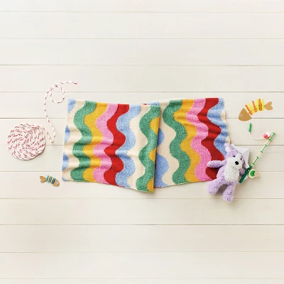 48"x58" Holiday Wavy Striped Knit Kids' Throw Blanket - Pillowfort™ 1 48"x58" Holiday Wavy Striped Knit Kids' Throw Blanket - Pillowfort™